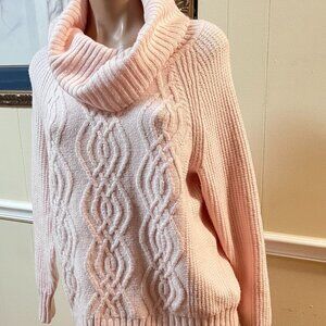 Leo & Nicole Von MAur Pink Chunky Cable Knit Sweater sz Medium